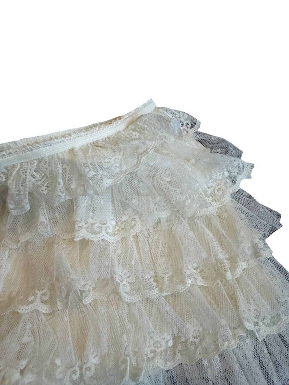 Jaded London Tiered Ruffle Lace Shorts Ivory Sheer Size Small Women's NWT - Picture 5 of 14